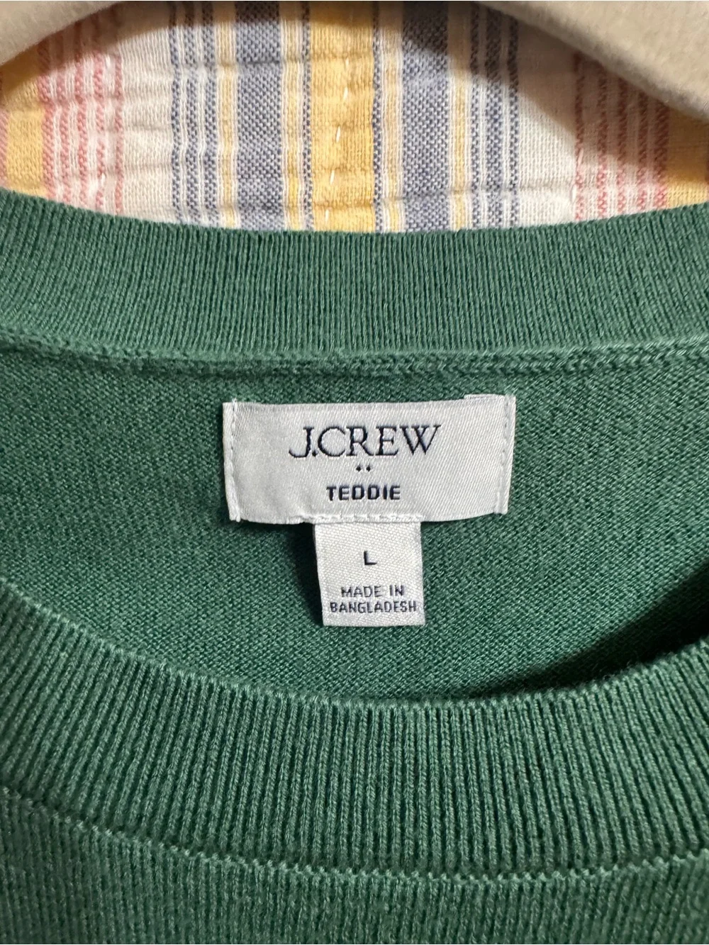 J.Crew Teddie 100% Cotton Jade Green Pullover Sweater Sz L
